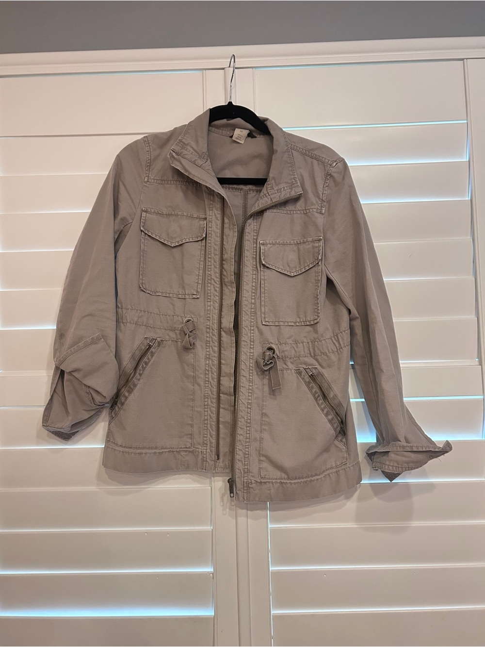J Crew Cargo Jacket Canvas Grey Size Small